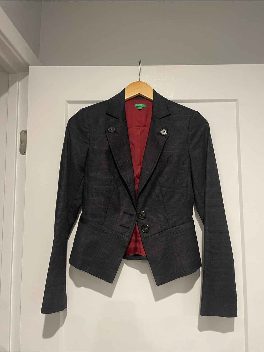 United Colors Of Benetton Black Blazer with Red Lining